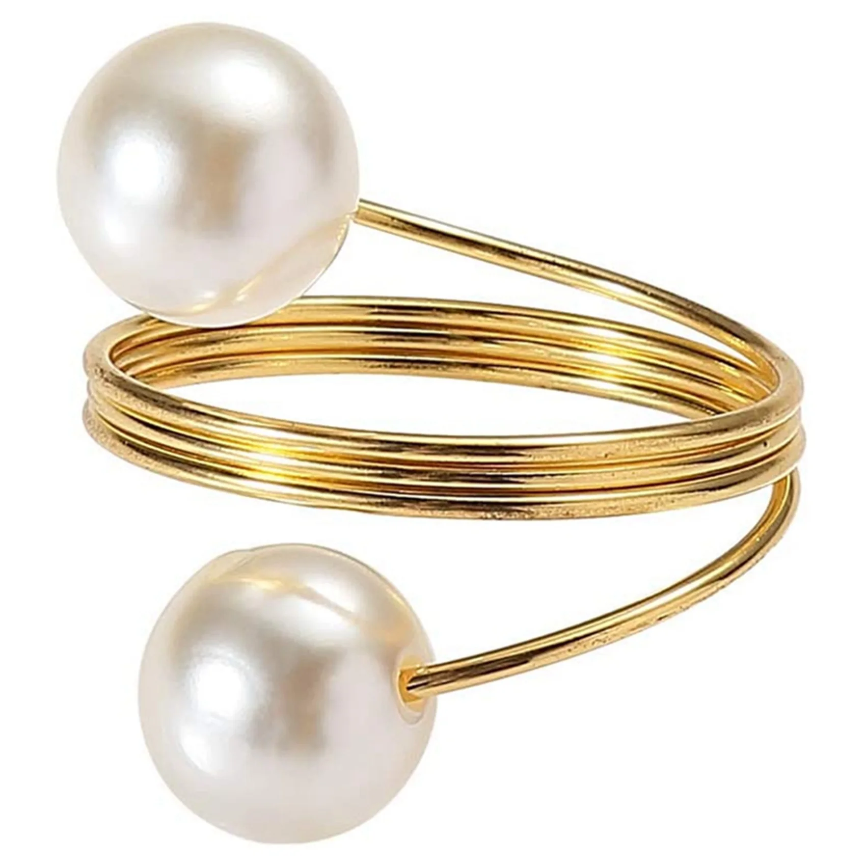 

Y51A-24 Pcs Double-Pearl Napkin Rings, Napkin Holders, Serviette Buckle For Wedding Reception, Festivals, Banquet