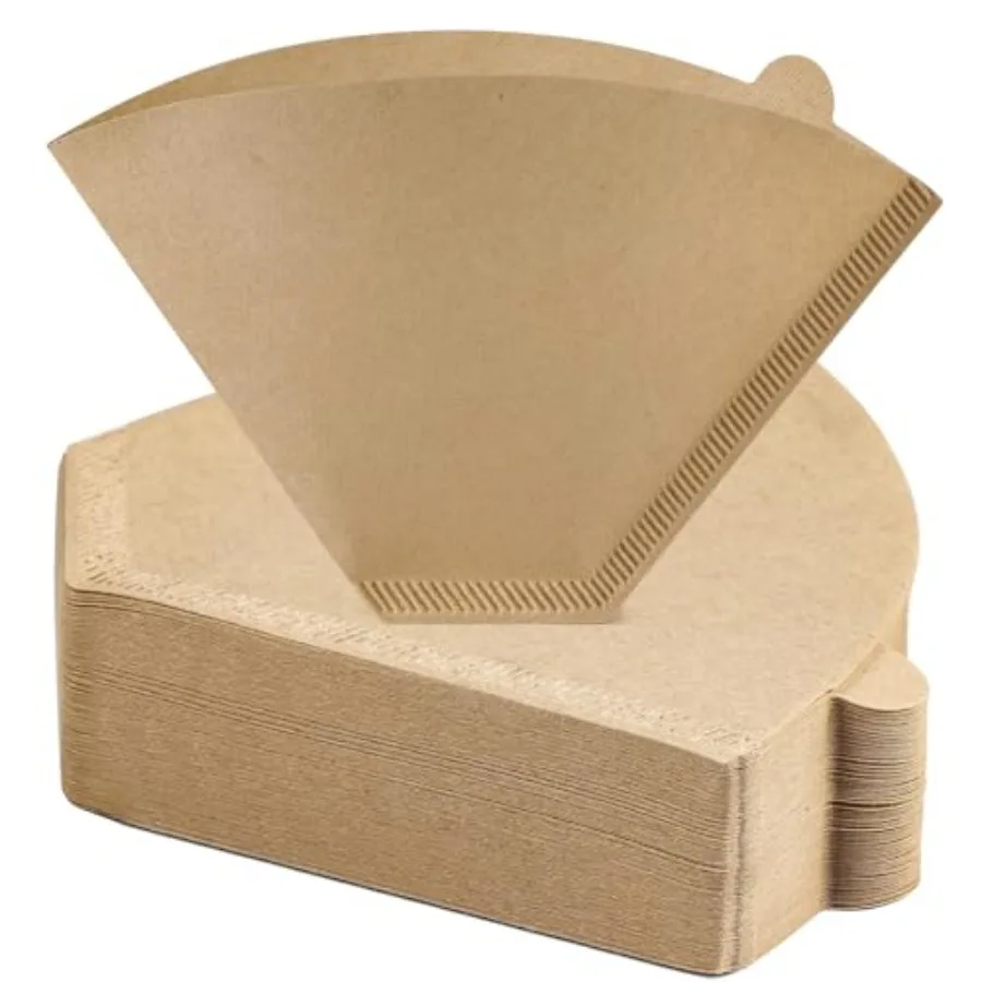 200 Count #4 Cone Coffee Filters 8-12 Cup, Unbleached Natural Coffee Paper Filters, No Blowout, Disposable Coffee Filter for Po