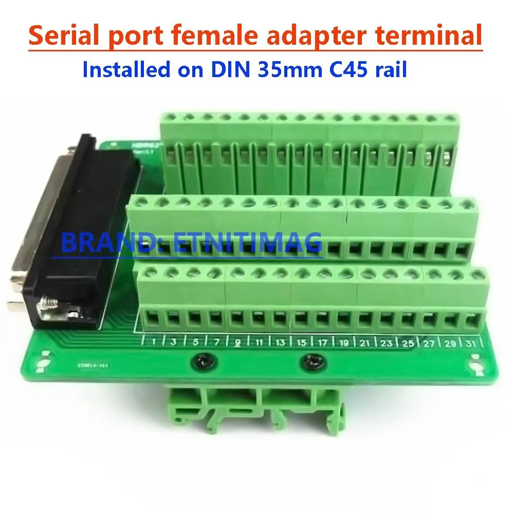 Serial port female adapter terminal HDR62-M2 adapter terminal board, suitable for installation on DIN 35mm C45 rail 5PCS