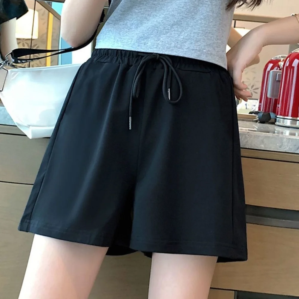 Women Sports Shorts Women\'s Sports Shorts Trendy Summer Wide-leg Pants Casual Pants Elastic Waist High-waist Large Size