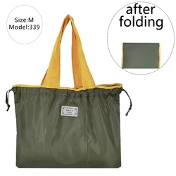 Borsa per la spesa con coulisse in Nylon stoccaggio medio colore puro robusta borsa portatile da viaggio supermercato pieghevole riutilizzabile