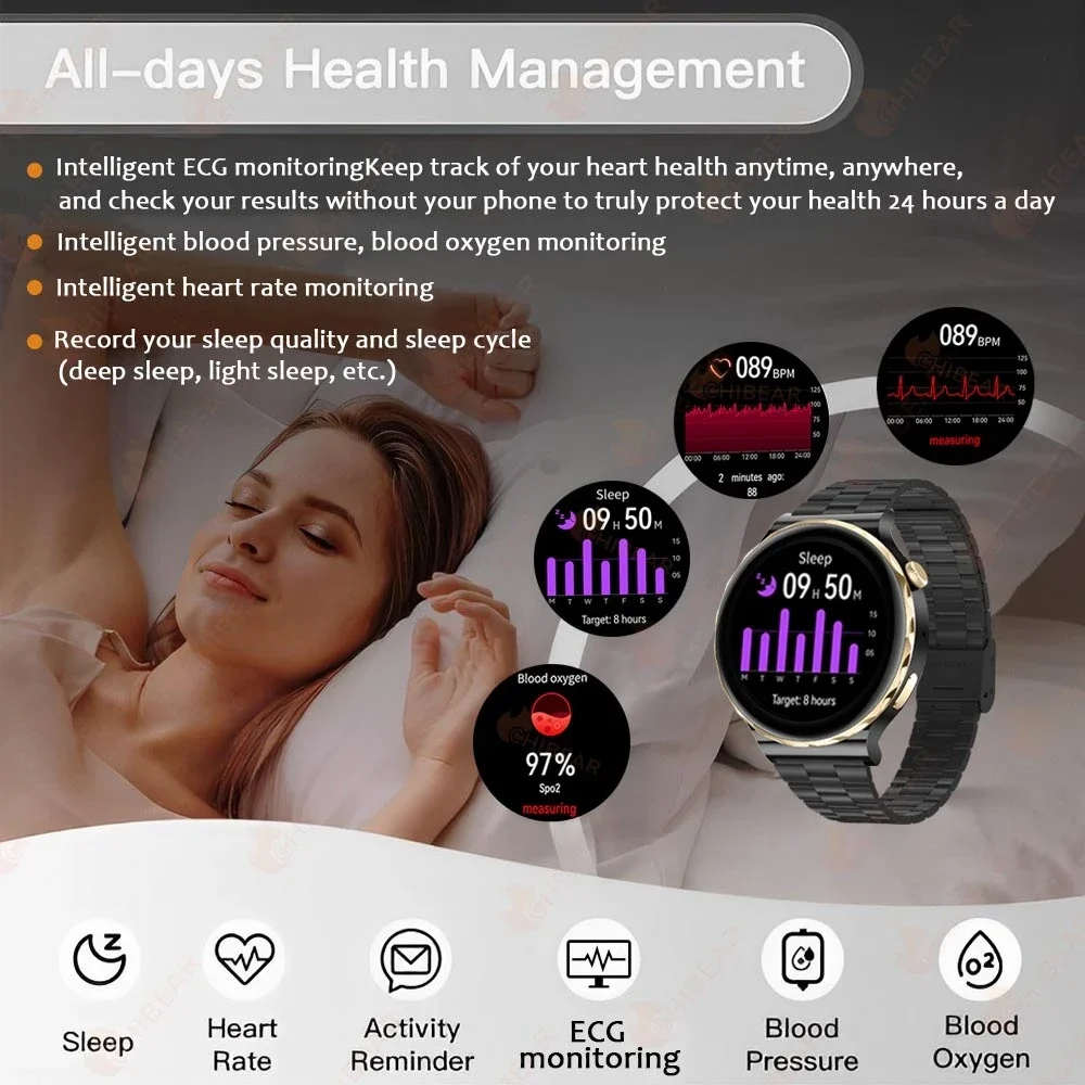 Xiaom Jam Tangan Pintar Wanita Fashion Baru Jam Tangan Pintar Denyut Jantung GPS Olahraga Kebugaran Jam Tangan Pintar Tahan Air Panggilan Suara AMOLED untuk Android IOS
