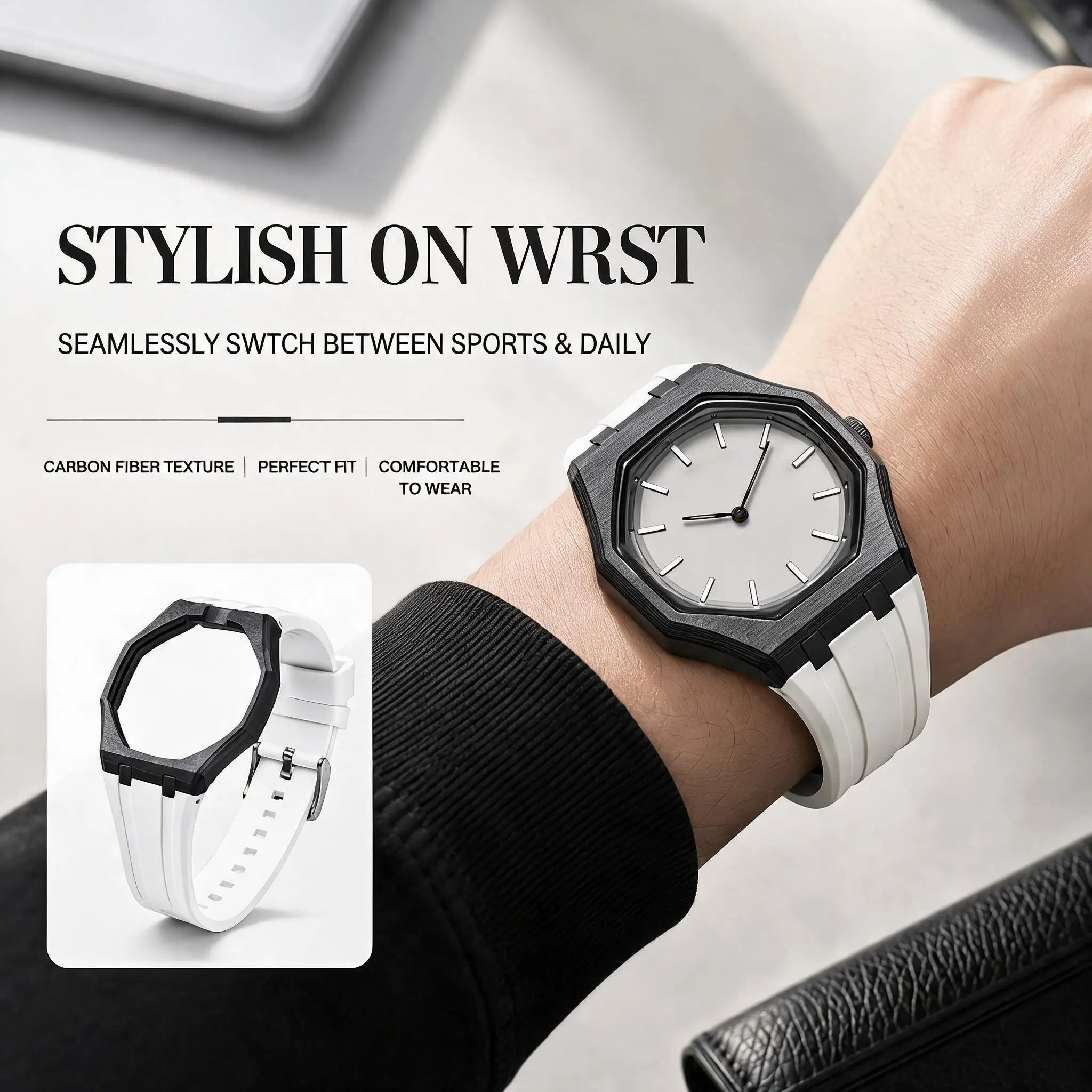 2 In 1 Carbon Fiber Case + Silicone Strap For Swatch X Ap Royal Pop Pocket Watch Changer To Wristwatch Modification Accessories
