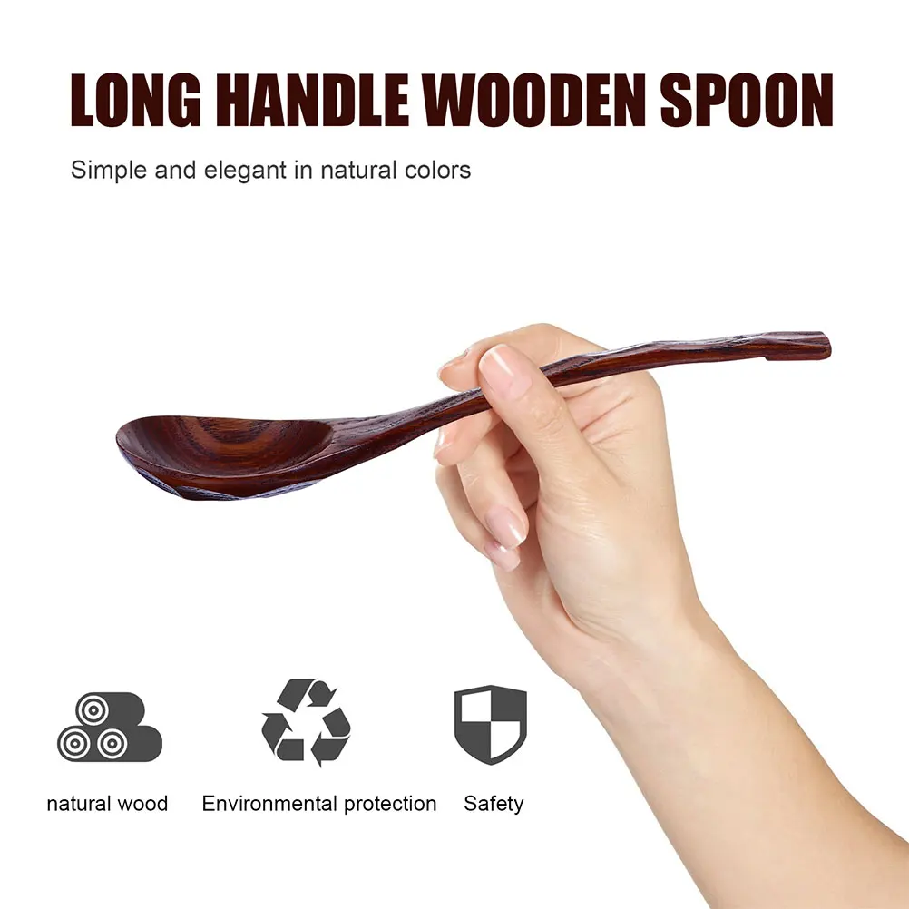 

1 pc Wooden Long Handle Soup Honey Stirring Mixing Spoon For Food Porridge Coffee Natural Wood Spoon Meal Stirrer Kids Adults