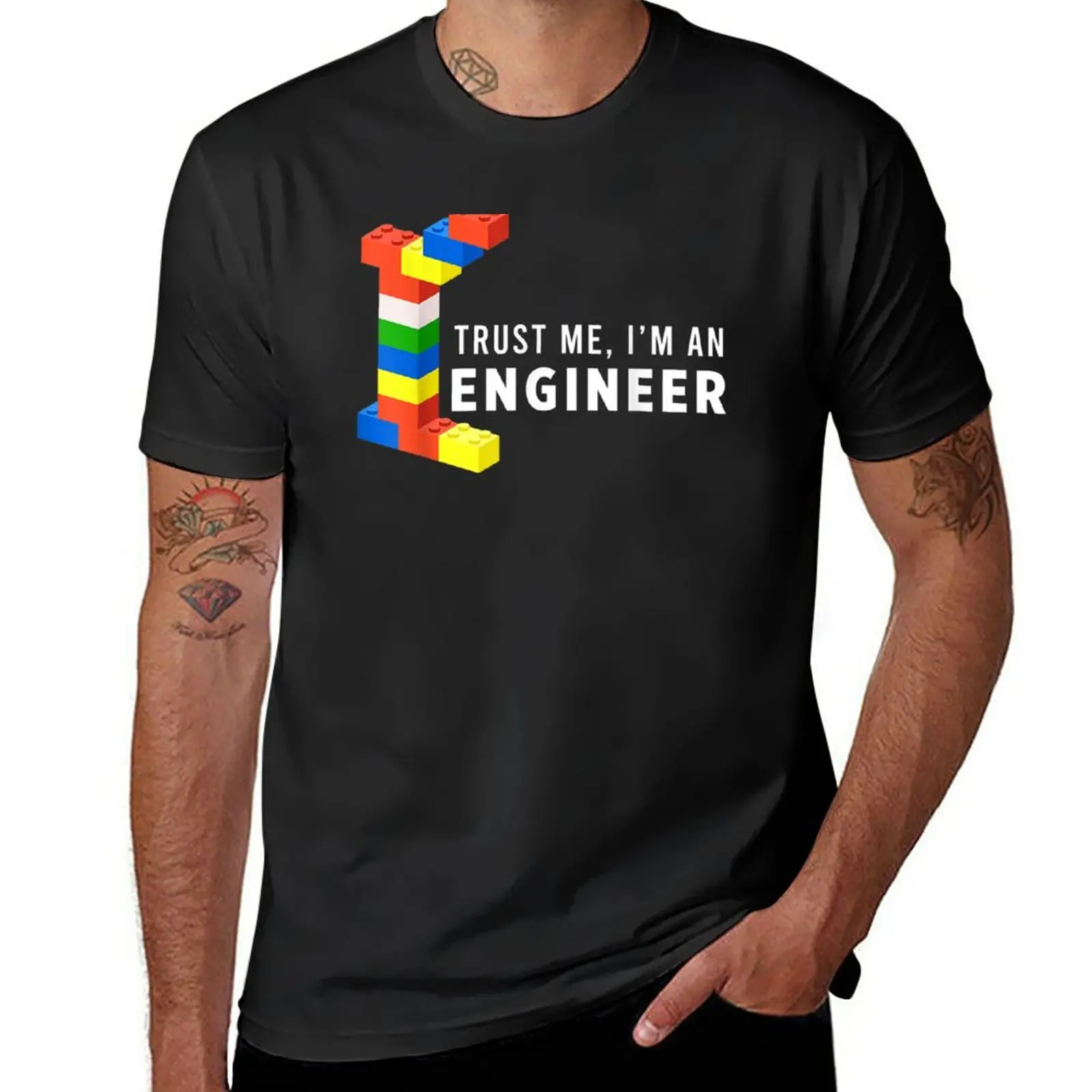 

New Funny Building Blocks Master Builder Engineer Construction T-Shirt Oversized t-shirt Men's t shirts