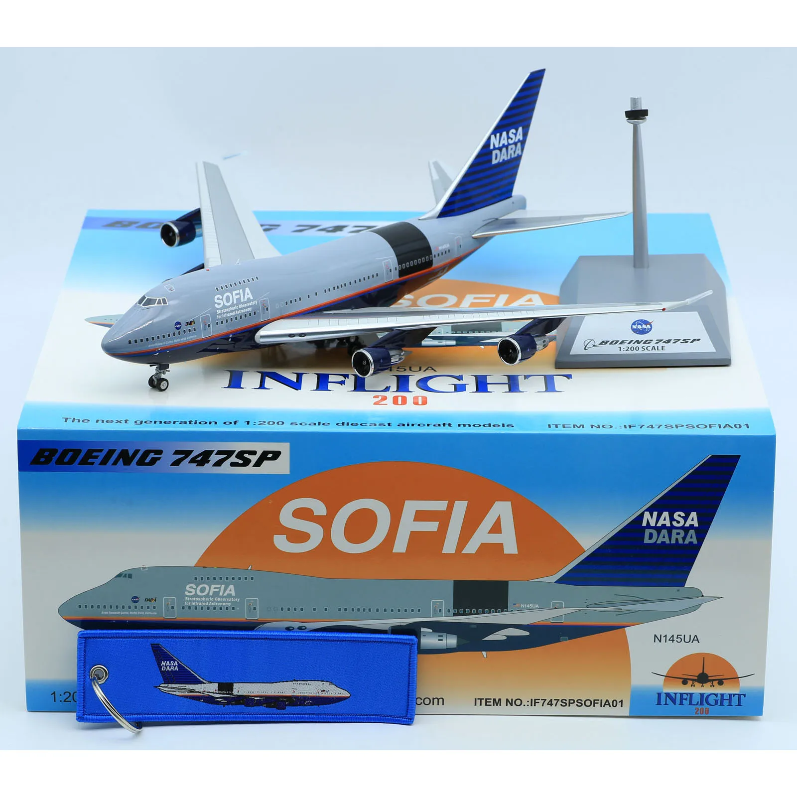 IF747SPSOFIA01 Alloy Collectible Plane Gift INFLIGHT 1:200 Boeing B747SP Diecast Aircraft Jet Model N145UA With Key Chain