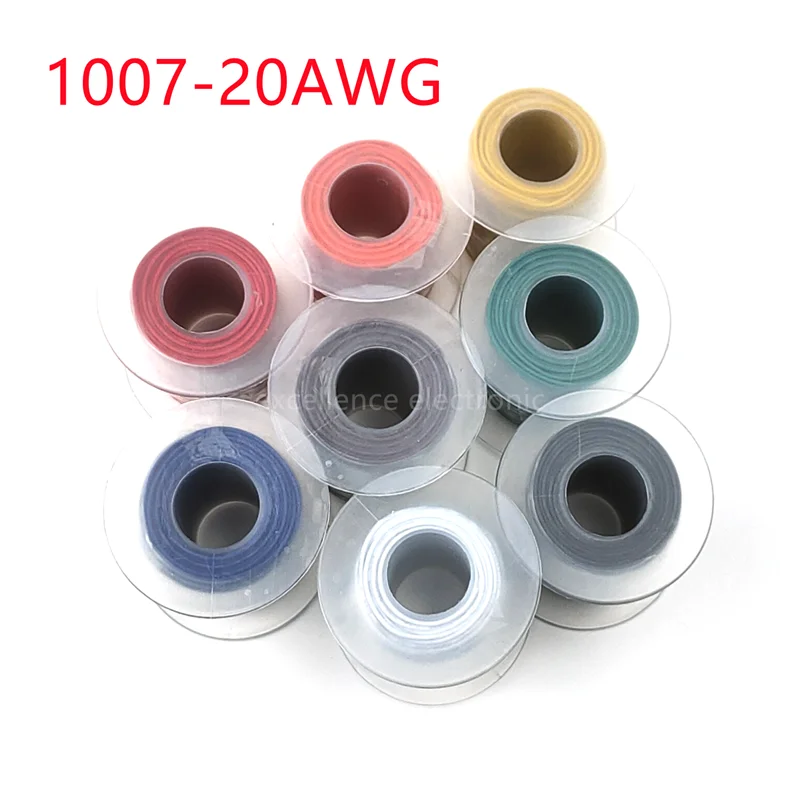

20 Meter 20AWG UL1007 PVC Tinned Copper Stranded Wire Cable Cord 300V Black/Brown/Red/Orange/Yellow/Green/Blue/Purple/Gray/White