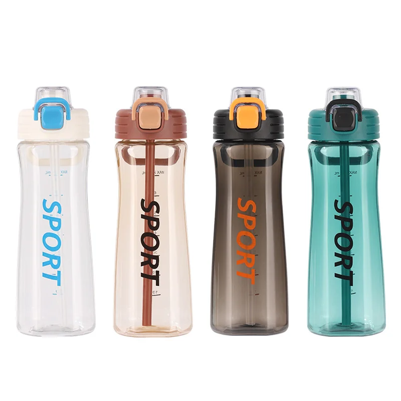 750Ml Water Bottle with Straw One-Click Pop-Up Lid Sports Bottle Leak-Proof One-Hand Operation Cup for Sports