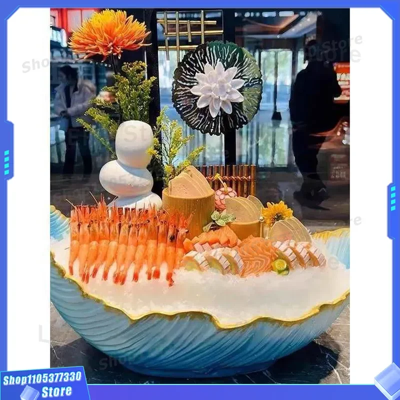 Creative Resin Seafood Sashimi Plate High End Salmon Serving Dish Ice Platter for Hot Pot Fat Beef Tableware Thorn Plate