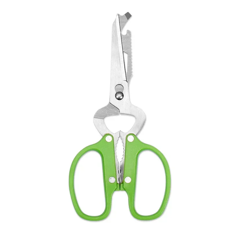 10 in 1 Removable Stainless Steel Blade Shears Straw Handle Multi Functional Kitchen Scissors Household Hand Tools