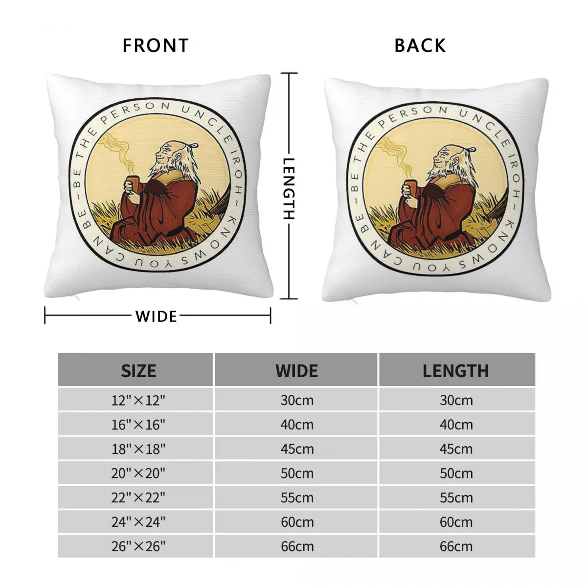 The Original Motivation From Uncle Iroh Square Pillowcase Pillow Cover Cushion Zip Decorative Comfort Throw Pillow for Home Car