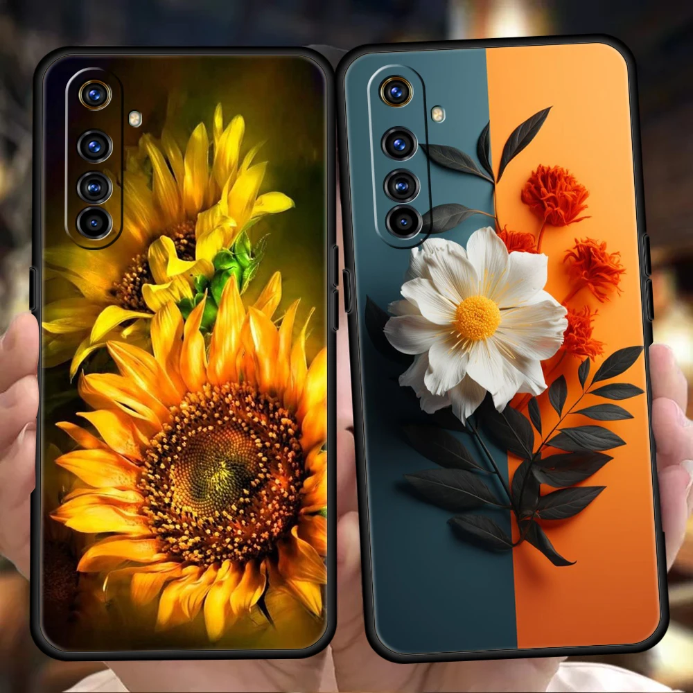 Sunflower Phone Case for Realme 8 9 Pro Plus 8i 9i 6 7 GT2 C21 C25 C3 C11 11 Pro 5G Plus Shockproof Silicone Shell Fundas Capas