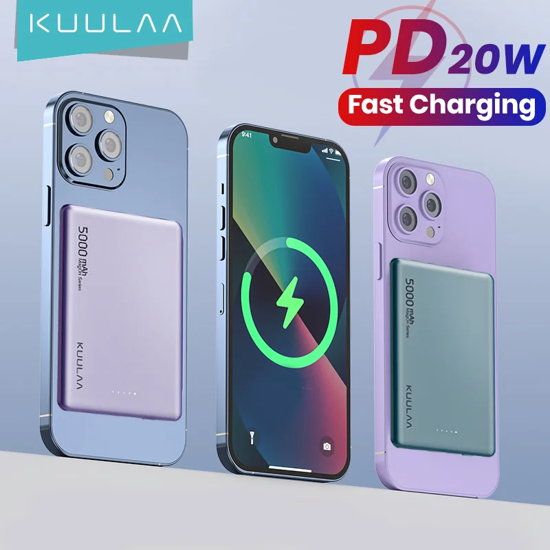 KUULAA Magsafe Power Bank 5000mAh 20W Wireless Phone Charger External Battery Fast Charging For iPhone 15 14 13 Series PowerBank