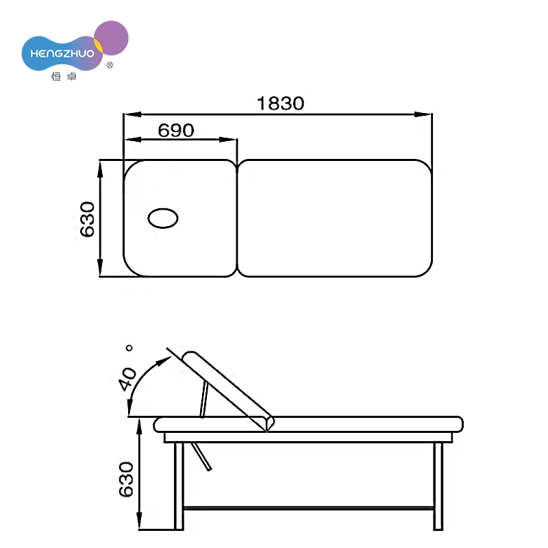 سرير سبا محمول بتصميم عصري، طاولة تدليك متينة من الجلد الصناعي لفندق المدرسة وصالة الألعاب الرياضية #6