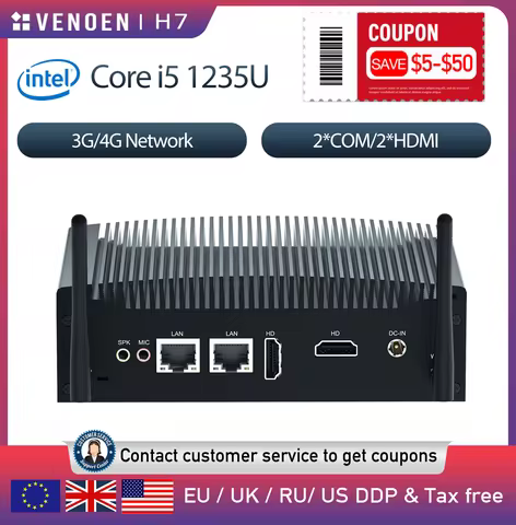 2&times;HDMI Fanless i7 10610U 8565U Mini PC Intel Core i5 8260U 7287U Dual LAN ITX Industrial Rugged Computer 8&times;USB Windows 10 Pro 4G