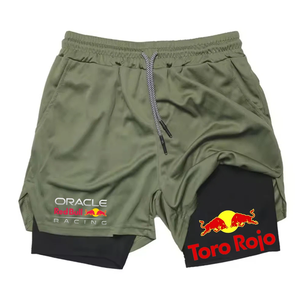 High Quality New Red Bull Racing Official Website Racing Fitness 2-In-1 Sports Shorts Casual Quick Drying Double-Layer Shorts