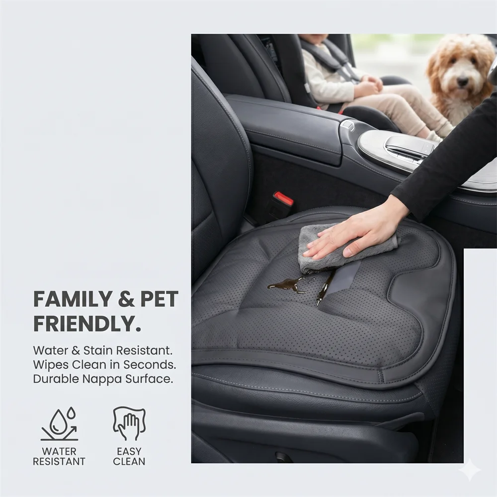 Coole Autositzkissen, Sommer-Leder-Belüftungsmatte, atmungsaktives ergonomisches Sitzkissen, Kühlmatte für lange Fahrten – Detail 5