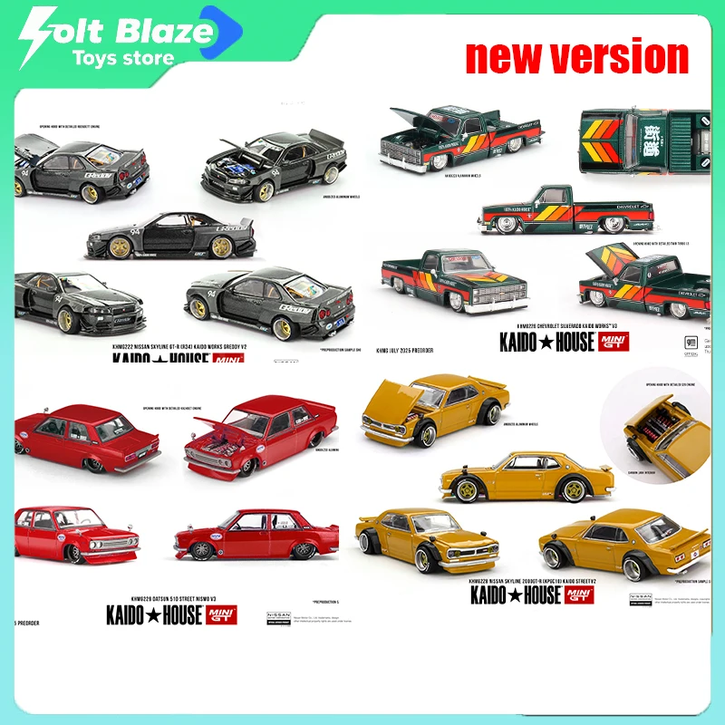 

MINIGT Kaido House 1/64 CH Nissan 2000GTR Datsun 510 Chevrolet Low Slung Pickup Truck Cars Model Static Display Car Boy Gift