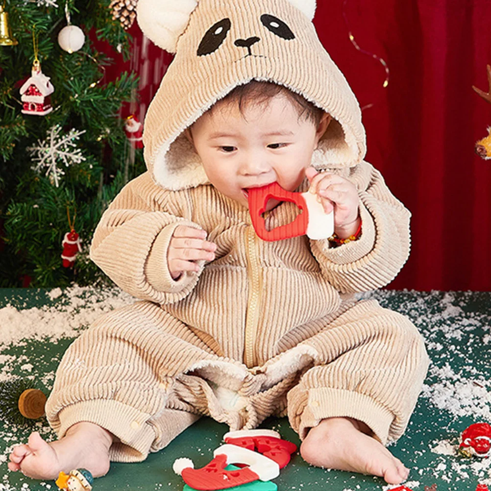 

4Pcs Infant Teether Safe Material Christmas Teething Relief Crying Cranky Ornament 2022 Baby Toys