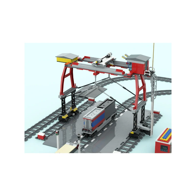 MOC European Cargo Freight Train Building Blocks Heavy Duty Railway Locomotive DIY Assembly Bricks Model Toy Gift