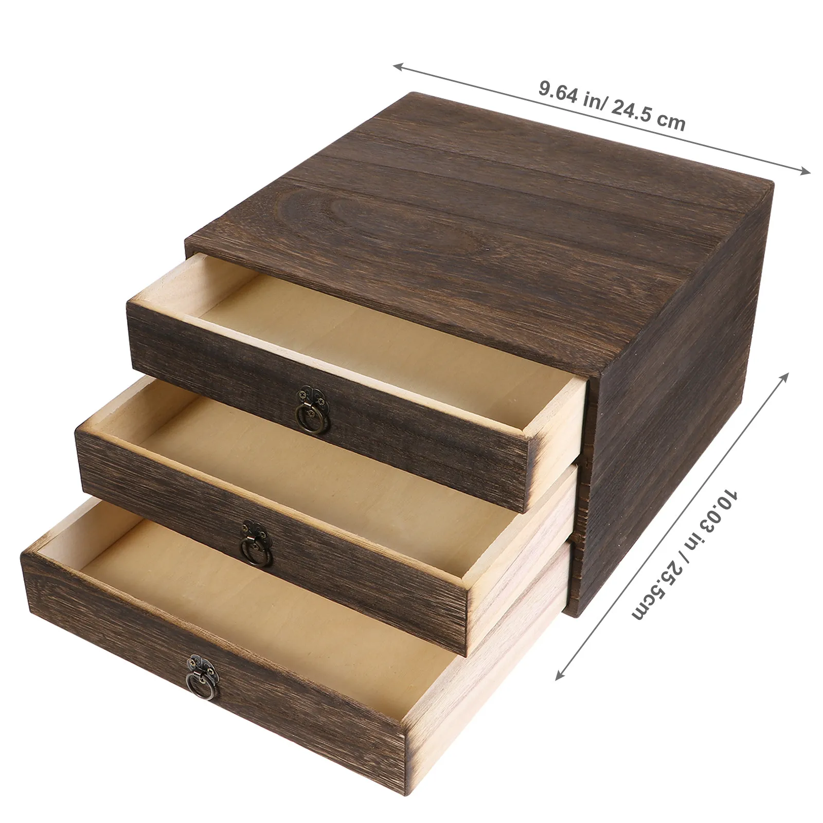 1Pcs Solid Wood Retro Desktop Drawer Storage Box 3 Layer Desk Organizer Table Storage Wooden Desktop Drawer Wood Box