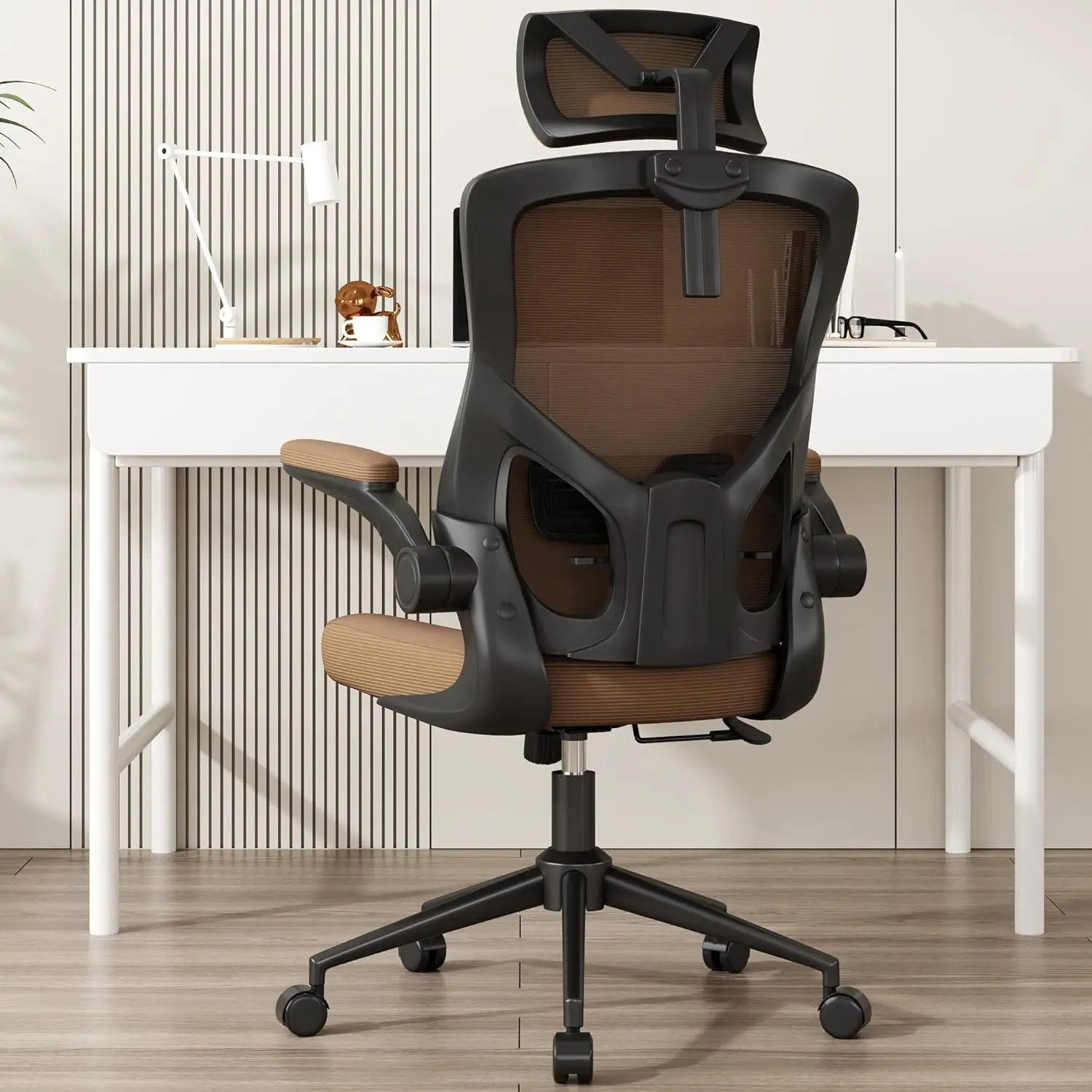 

, Ergonomic Mesh Desk Chair, High Back Computer Chair- Adjustable Headrest with Flip-Up Arms, Lumbar Support