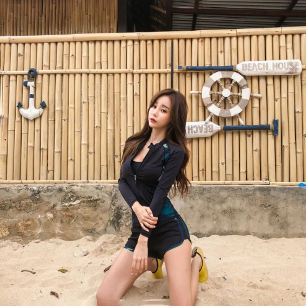 

Long Sleeves Split Wetsuit Long Trousers Zipper Style Surf Suit Soft Material Sunscreen Protection Diving Suit Couple Style