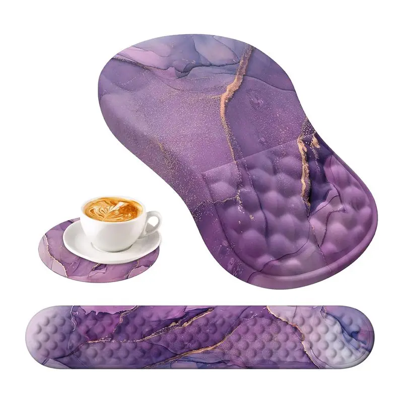 

3 PCS Ergonomic Mouse Pad With Wrist Rest And Keyboard Pad Set, Computer Mouse Pads For Home Desk With Coaster