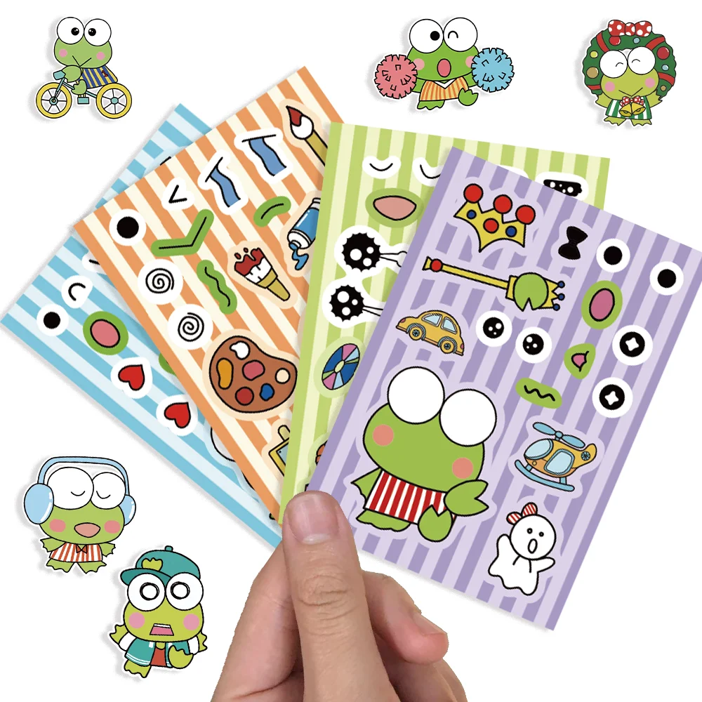 8pcs Cartoon Frog Costume  Sticker Collage DIY Kawaii Decorationl for Notebook Laptop Scrapbook Waterproof Sticker Kids Toy