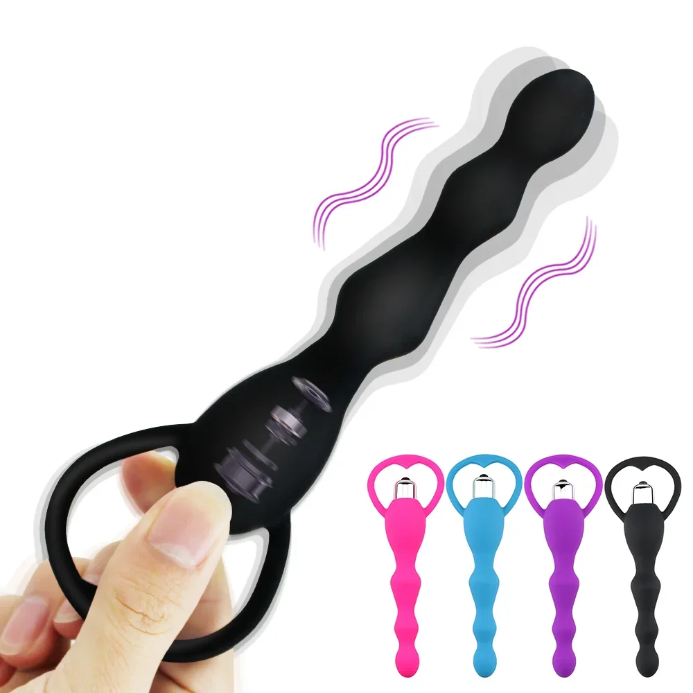 Plug Anal bergetar pijat prostat manik-manik Anal lembut mainan seks vibrator Plug bokong untuk pasangan produk dewasa silikon steker bokong