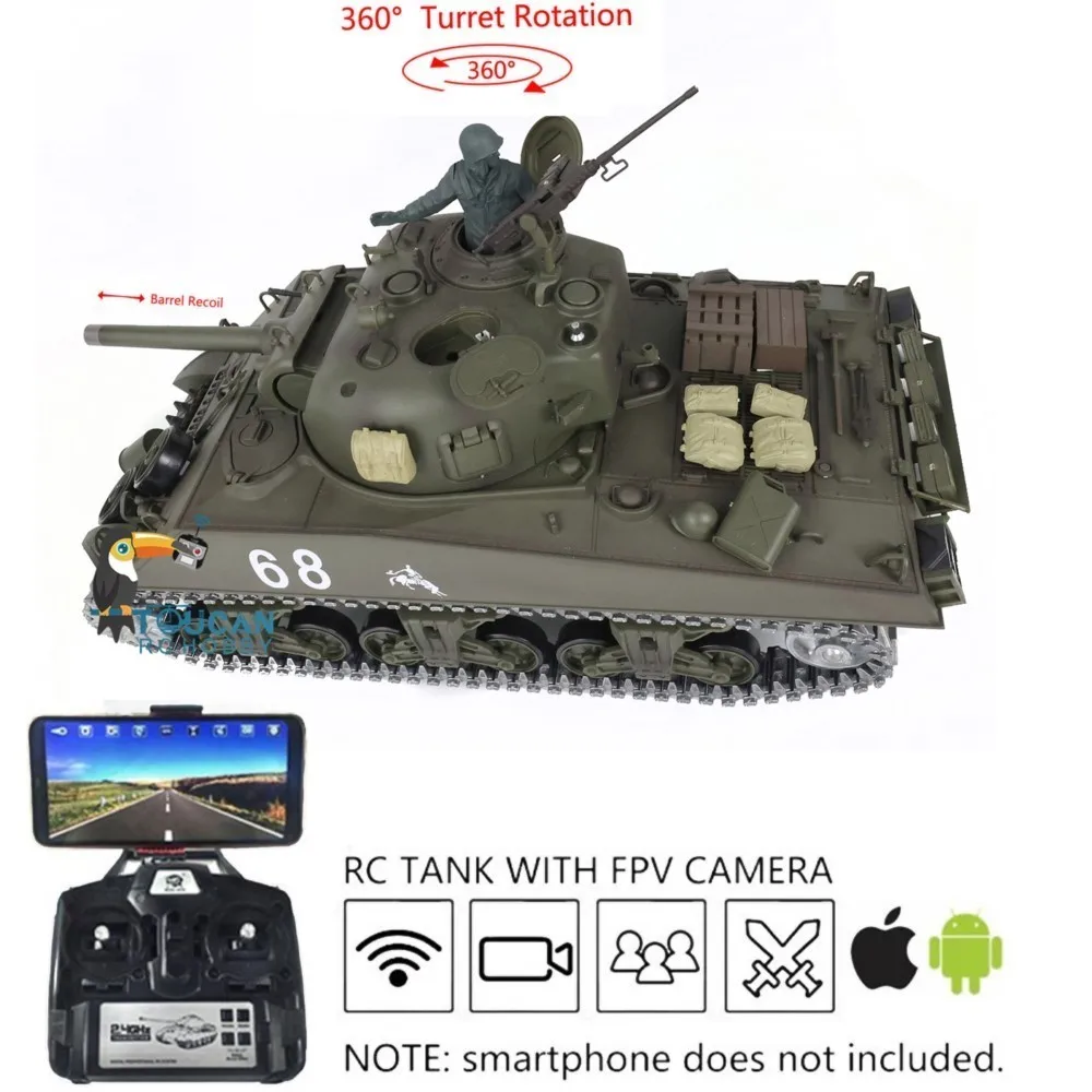 US Sale Henglong 1/16 FPV 7.0 M4A3 Sherman RTR RC Panzer 3898 360 °   Recoil für Revolverfassungen