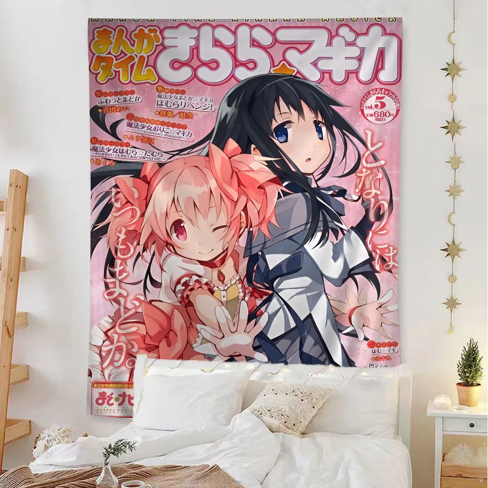 Puella Magi Madoka Magica Classic Film Hippie Wandteppich Wohnzimmer Home Wohnheim Dekor Kawaii Raumdekoration Wandbehang