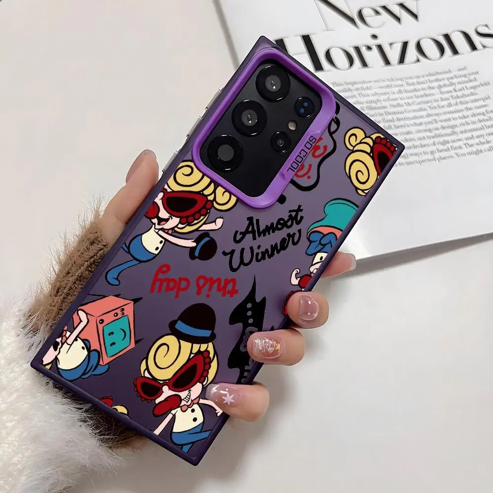 Cartoon H-Hysteric Mini Phone Case For Samsung Galaxy S25 S24 S22 S23 Ultra S21 S23 Plus 5G Shiny TPU Cover Shockproof Funda