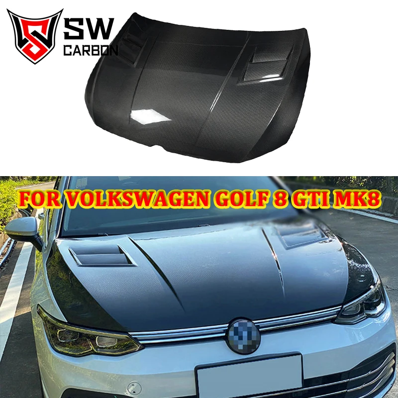 Carbon Fiber Front Engine Hood for Volkswagen VW Golf 8 VII MK8 Rline GTI Car Front Engine Hood Cover Auto Parts