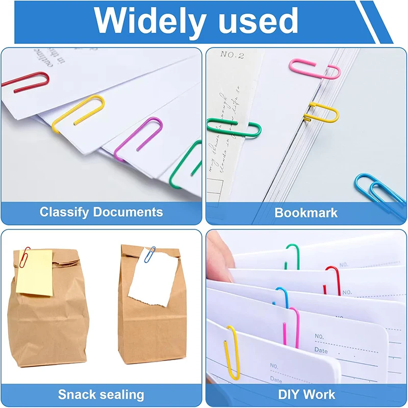 28mm Coloured Paper Clips Set 500Pcs Small Paper Clips with Storage Box Colored Metal Pins Kit for Office School Home Paperwork