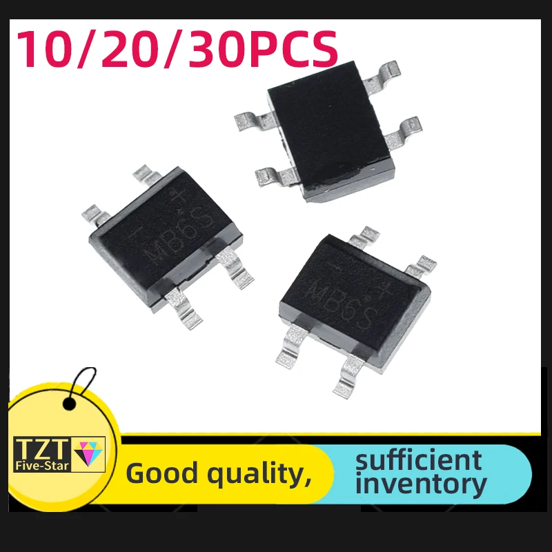 GREATZT 10/20/30pcs MB6S 600V 0.5A SOP-4 SMD rectifier diode bridge mb6s