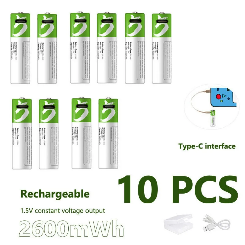 Original USB AA Rechargeable Batteries 1.5V 2600 MWh Li-ion Battery for Remote Control Mouse Electric Toy Battery SMARTOOOLS
