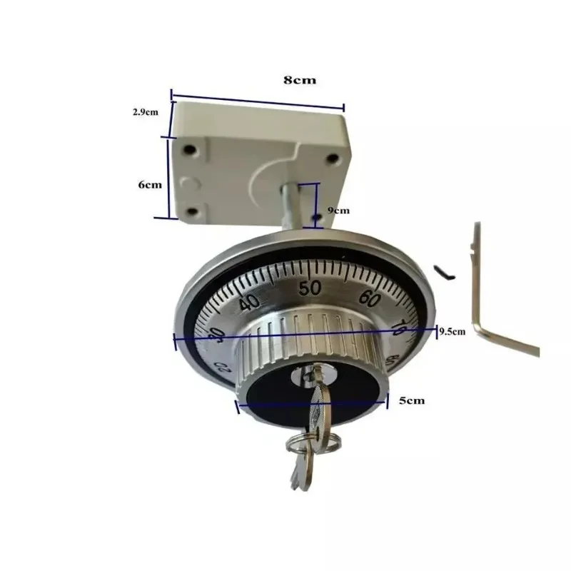 Mechanical Box Dial Ring Machine Safe Lock with Keys, Round Spindle Key Lock for Safe Box