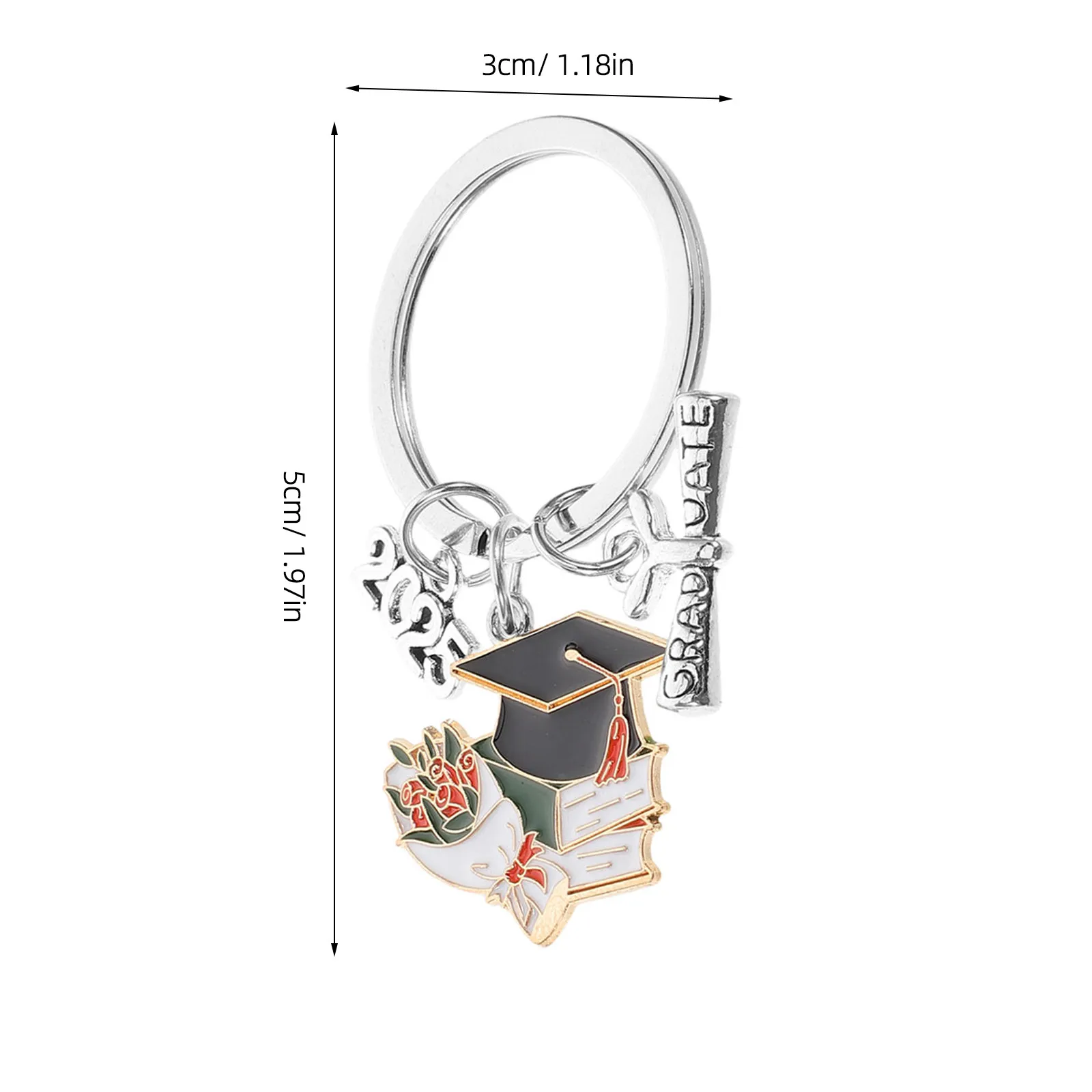 2Pcs 2025 Graduation Keychain Alloy Bachelor Cap Book Design Inspirational Graduation Season Key Holder Class of 2025 Keyring