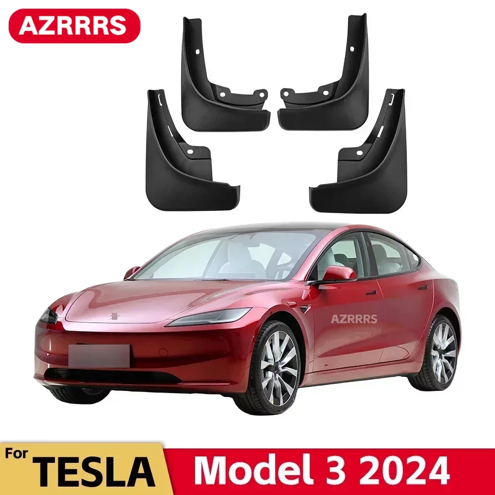 MudFlaps For Tesla Model 3 2023 2024 Model3 Mudguards Mud Flaps Splash Guards Front Rear Wheels Fender Car Accessories 4Pcs