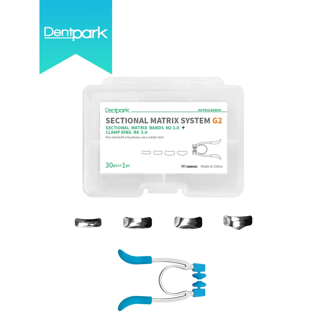 Dentpark Dental Sectional Matrix System KIT G2 30pcs Bands & 1 Handheld Retainer Clamp Ring R4 Clip Quick Class Ⅱ Restoration