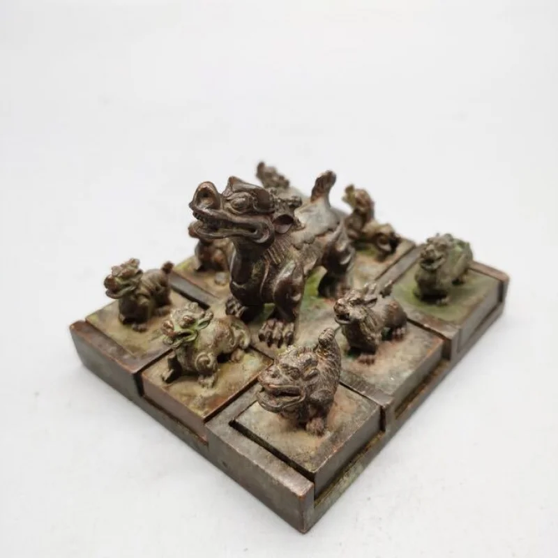 

Wholesale Antique Miscellaneous Vintage Distressed Seal Carving Nine Sons of the Dragon Seal Calligraphy Seal Copper Craft Ornam