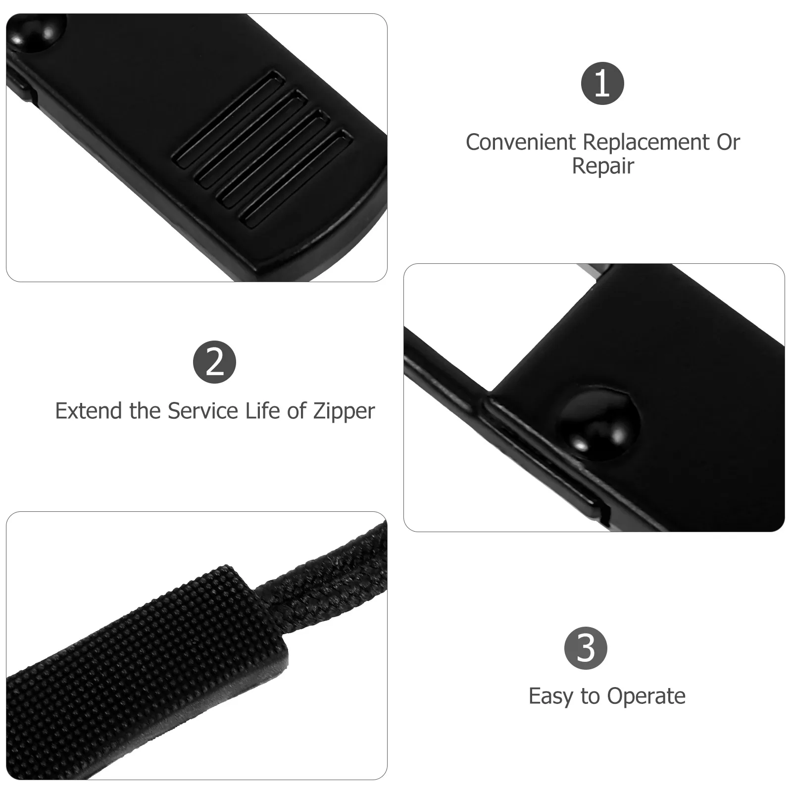 

12pcs Zipper Repair Accessories Sturdy Detachable Puller Tags For Clothing Bags Jackets Purses Reusable Metal