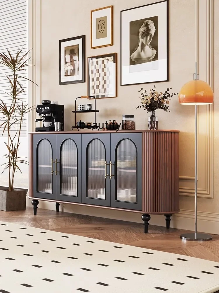 

Cy French Entry Lux Style Sideboard Cabinet Integrated Wall Storage Glass Door Modern Entrance Cabinet Solid Wood Decoration