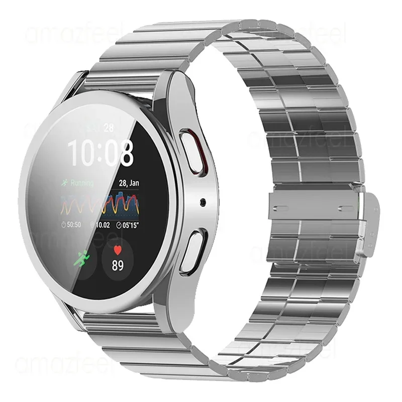 Custodia protettiva per cinturino per Samsung Galaxy Watch 7 44mm cinturino in metallo per Galaxy Watch 7 40mm copertura protettiva in TPU a copertura totale