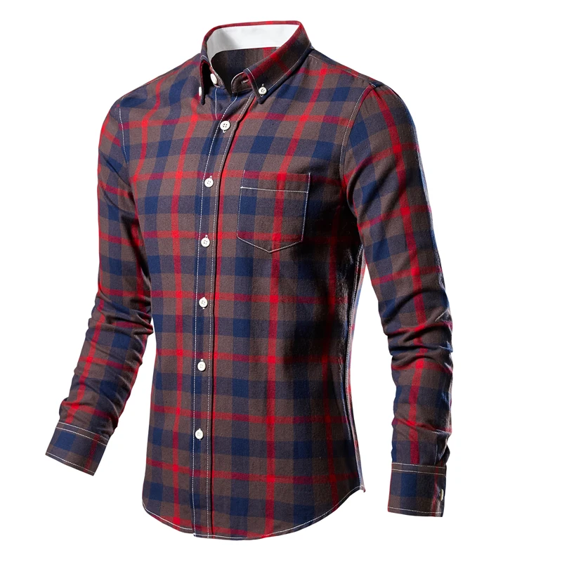 Camisas De Hombre Plus Size 4XL-M High Quality Long sleeved Plaid Shirt Men\'s Clothing 2024 Slim Fit Business Casual Tailcoat