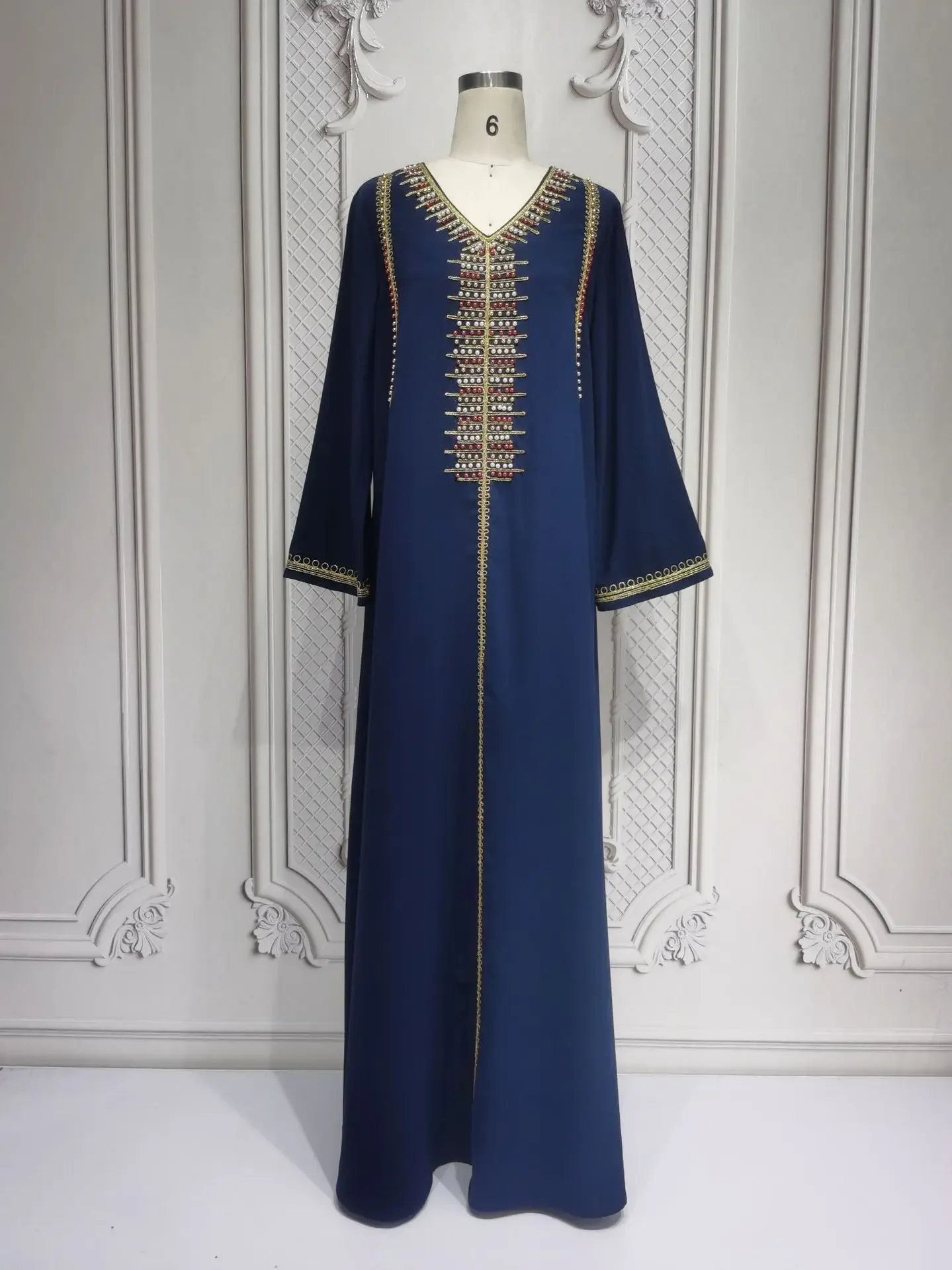 

Ramadan Eid Embroidery Abaya Dubai Kaftan Muslim Women Long Dress Islam Gulf Jalabiya Arabic Robe Turkey Caftan Marocain Femme