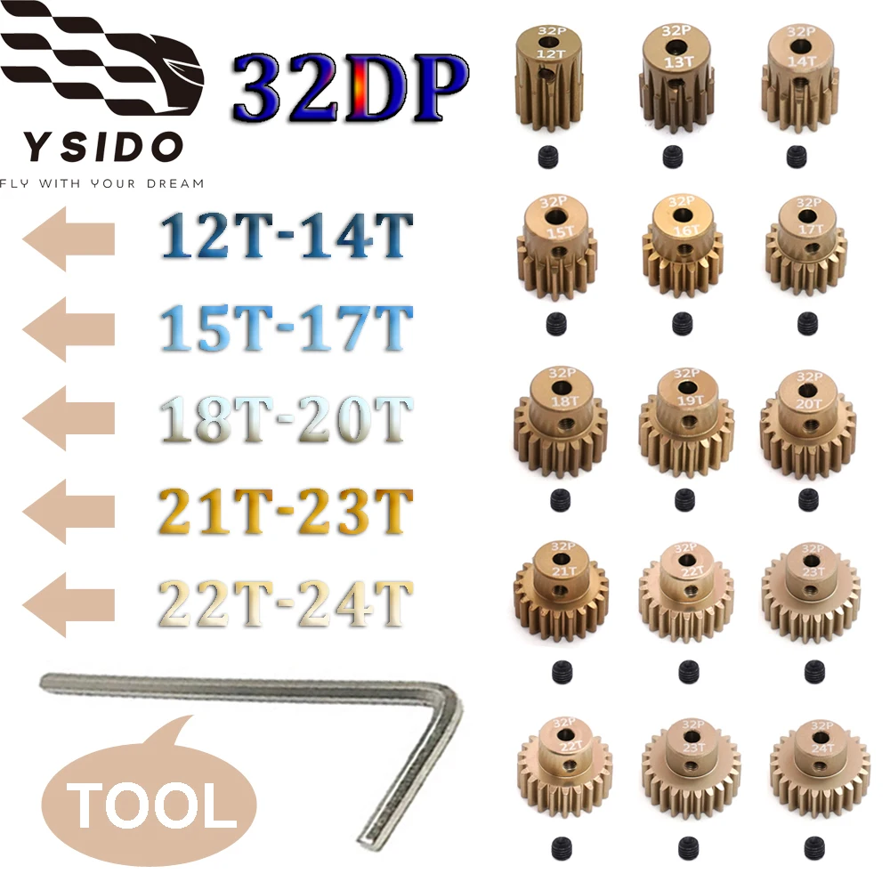 32DP Ritzel 3,175mm 12T-14T 15T-17T 18T-20T 21T-23T 22T-24T Metallgetriebe für 1:10 Traxxas HSP RC Auto gebürsteter/bürstenloser Motor