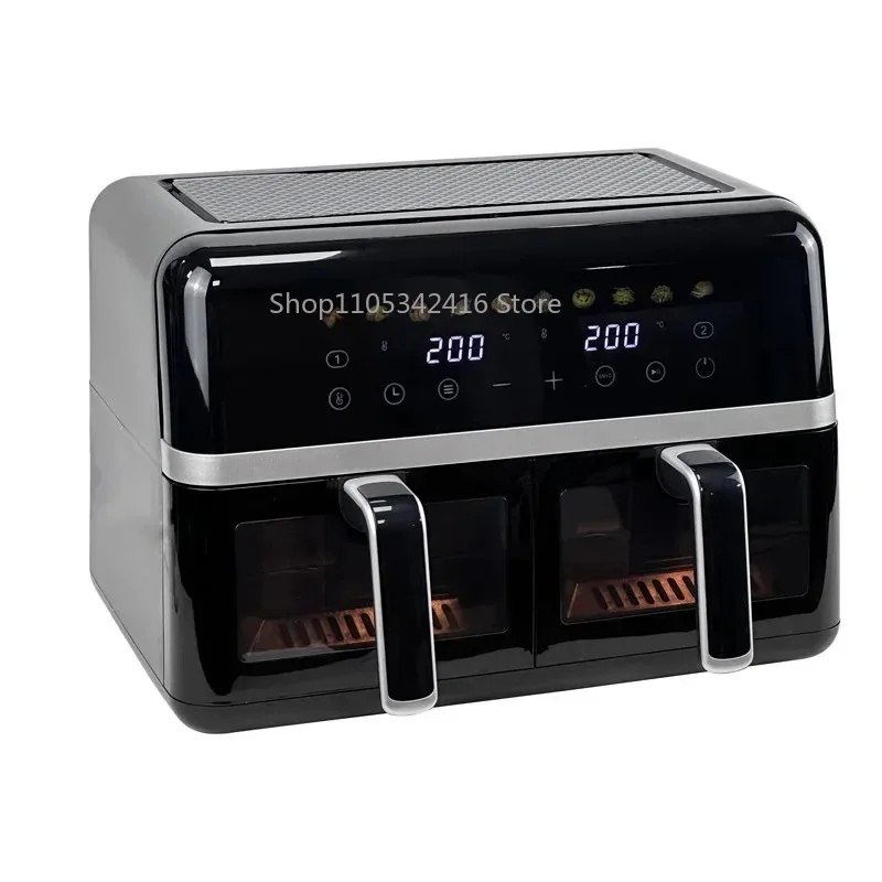 Professional 9L Digital Air Fryer, Dual Heating Kitchen Appliance with Visual Window for Healthy Home Food Cooking