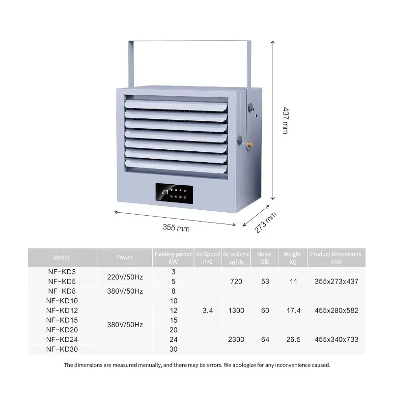 Industrial heater with fast heating and intelligent temperature control function, suitable for factory warehouses
